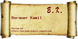 Berauer Kamil névjegykártya